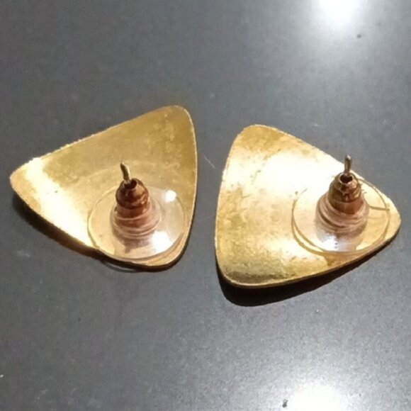 Gold Geometric Drop Earrings - Picture 2 of 3